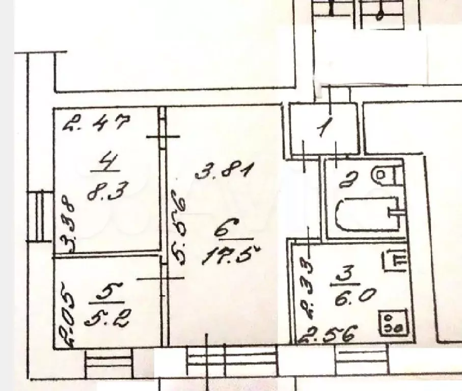 3-к. квартира, 42 м, 1/5 эт. - Фото 0