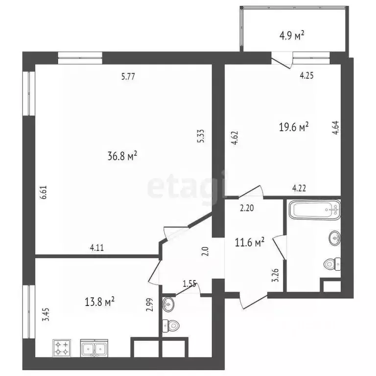 2-к кв. Санкт-Петербург просп. Тореза, 83 (90.0 м) - Фото 1