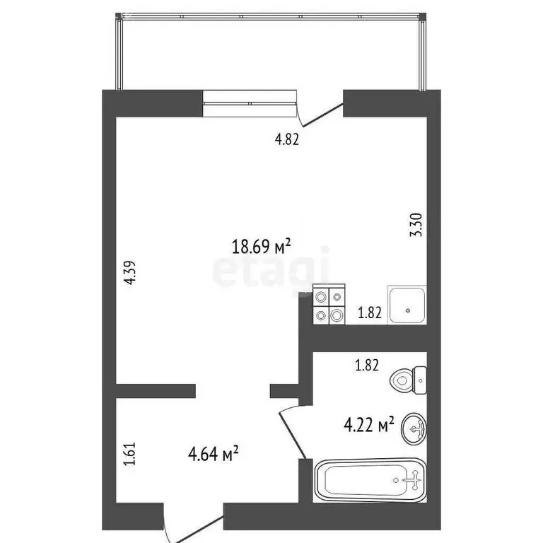 Квартира-студия: Тюмень, улица Тимофея Чаркова, 81к1 (28 м) - Фото 0