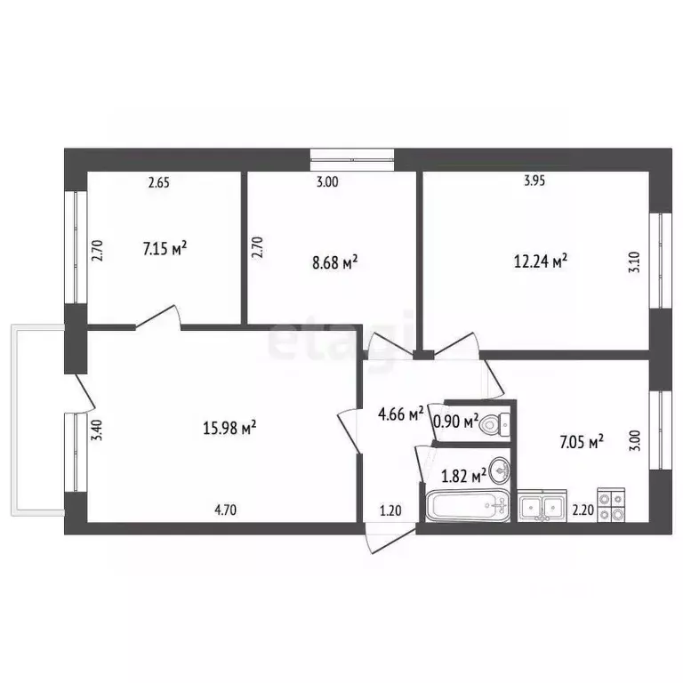 3-к кв. Коми, Усинск ул. Нефтяников, 42 (58.5 м) - Фото 2