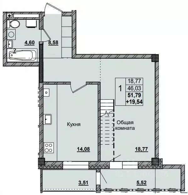 1-к кв. Саха (Якутия), Якутск ул. Красильникова, 5 (71.63 м) - Фото 0