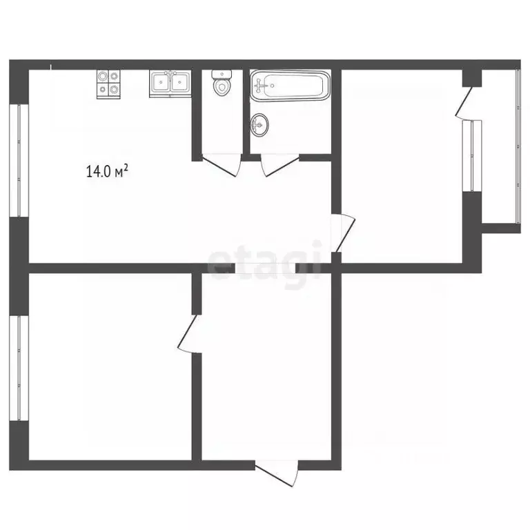 2-к кв. Ямало-Ненецкий АО, Ноябрьск ул. Космонавтов, 20 (50.5 м) - Фото 2