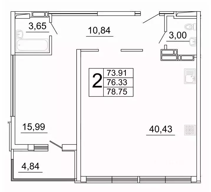 2-к кв. Самарская область, Самара ул. Дыбенко, 5 (78.75 м) - Фото 1