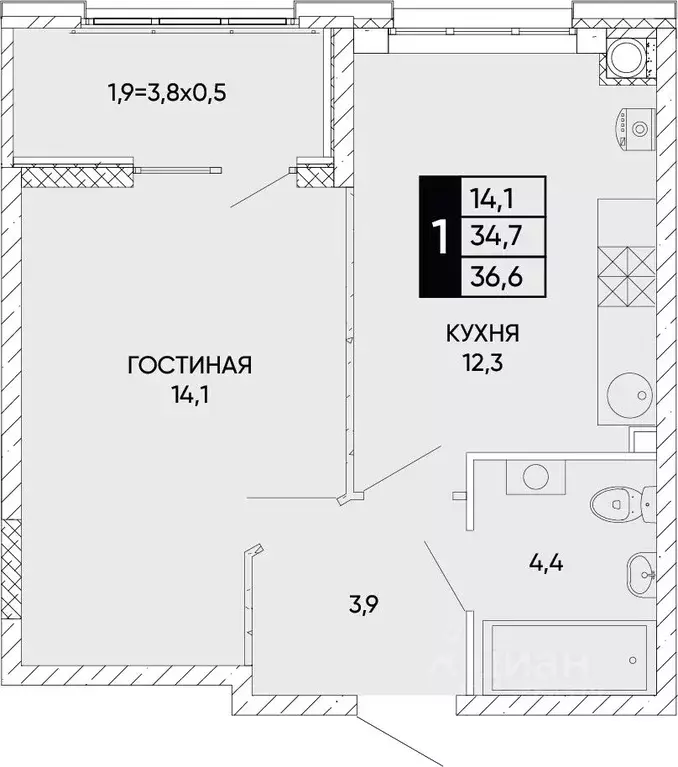 1-к кв. Ростовская область, Ростов-на-Дону Левобережье жилой комплекс ... - Фото 0