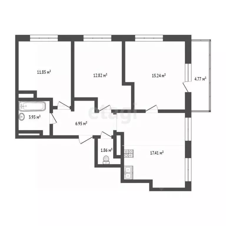 3-к кв. Тюменская область, Тюменский муниципальный округ, д. Дударева ... - Фото 1