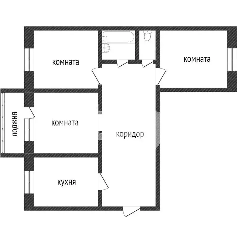 3-комнатная квартира: Курган, улица Гоголя, 38 (66.7 м) - Фото 0