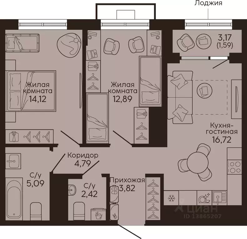 2-к кв. Свердловская область, Екатеринбург Вокзальный жилрайон,  ... - Фото 1