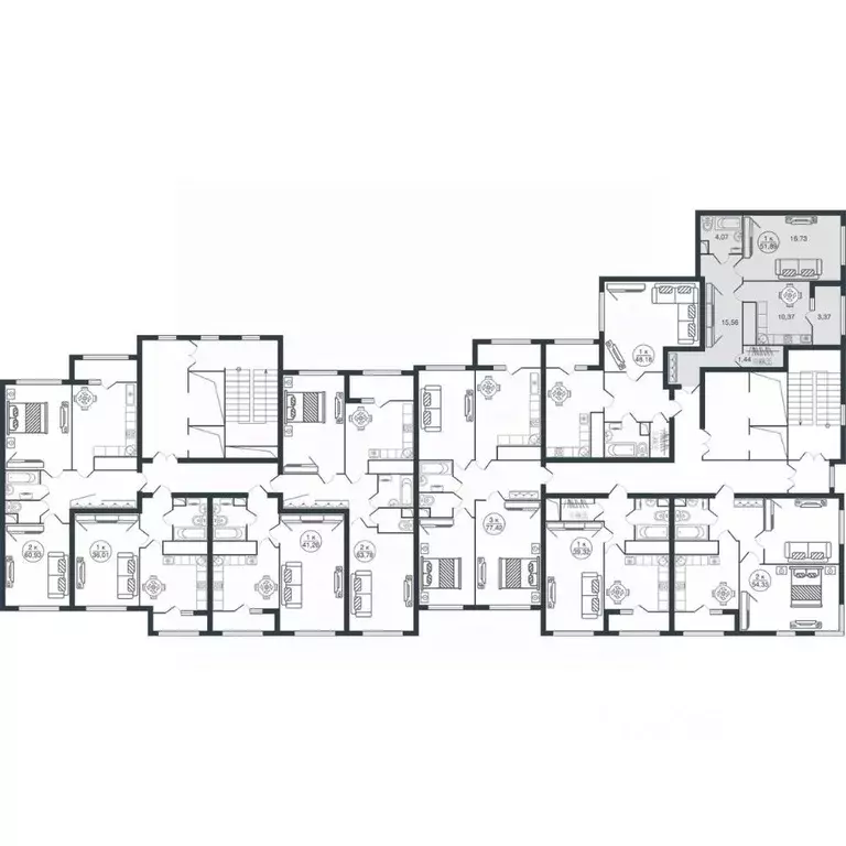 1-к кв. Тверская область, Тверь Шоколад жилой комплекс (51.89 м) - Фото 2