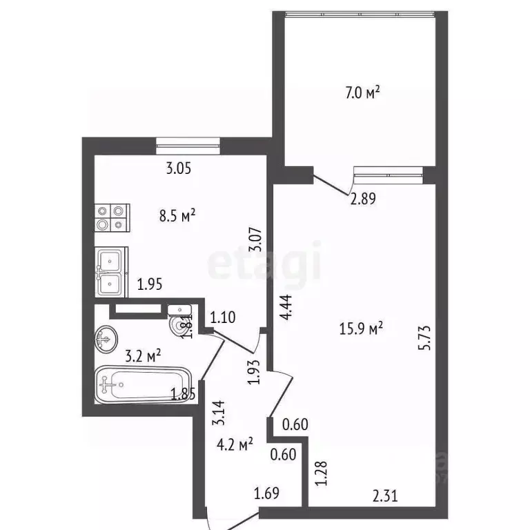 1-к кв. Санкт-Петербург, Санкт-Петербург, Колпино Понтонная ул., 11к1 ... - Фото 2