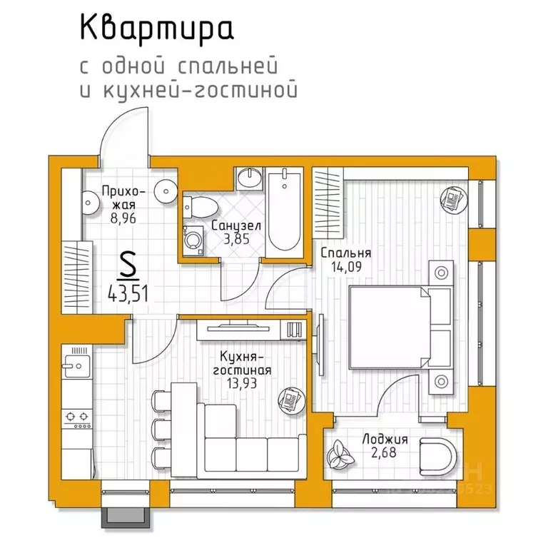 1-к кв. Тульская область, Тула городской округ, пос. Молодежный 5 ... - Фото 0
