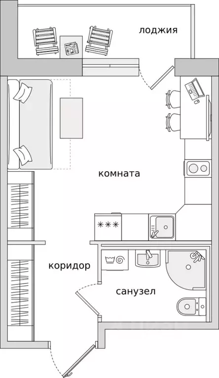 Студия Санкт-Петербург пос. Парголово, Пригородный тер.,  (28.56 м) - Фото 0