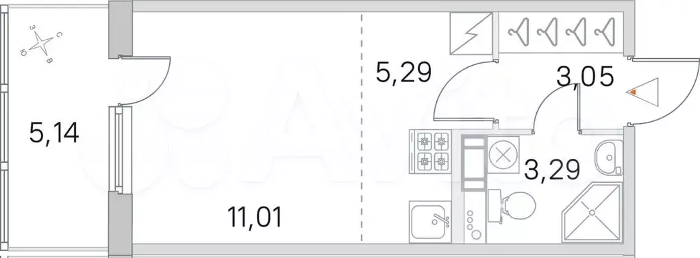 Квартира-студия, 24,2 м, 4/5 эт. - Фото 0