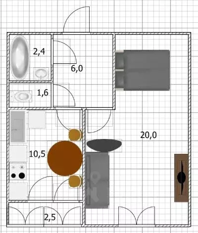 1-к кв. Башкортостан, Уфа Кавказская ул., 26 (43.0 м) - Фото 2