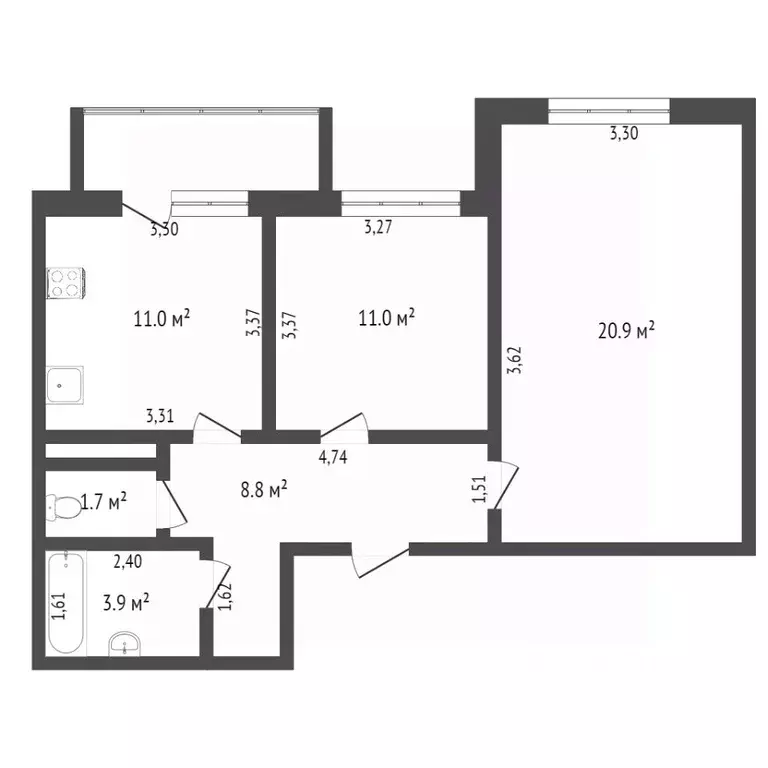 2-к кв. Севастополь ул. Степаняна, 4/1 (58.4 м) - Фото 1