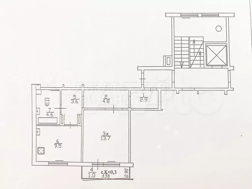 1-к. квартира, 39,1 м, 7/10 эт. - Фото 0