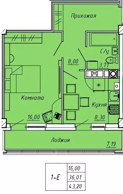 1-к кв. Ивановская область, Иваново Апрельская ул., 95 (43.2 м) - Фото 0