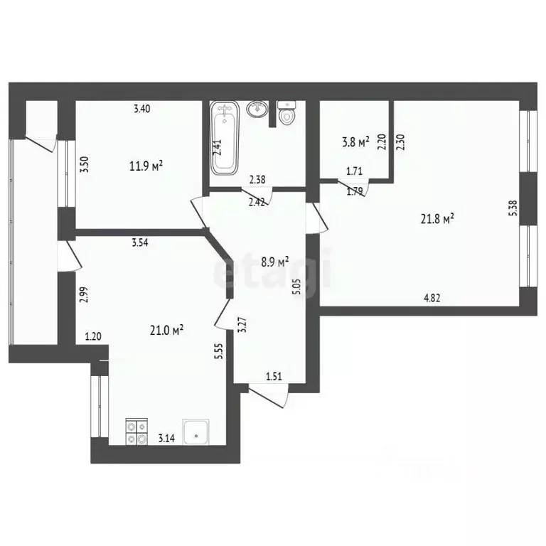4-к кв. Тюменская область, Тюмень ул. Циолковского, 15 (74.0 м) - Фото 1
