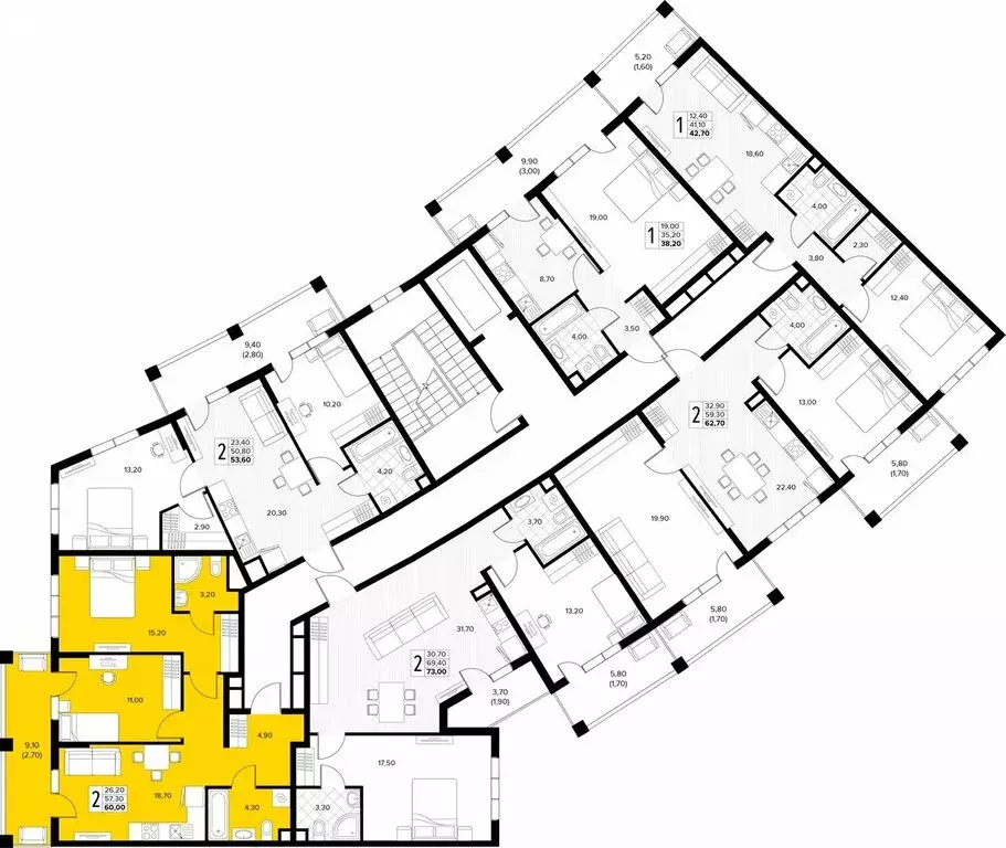 2-комнатная квартира: село Сукко, жилой комплекс Кипарис (60 м) - Фото 1