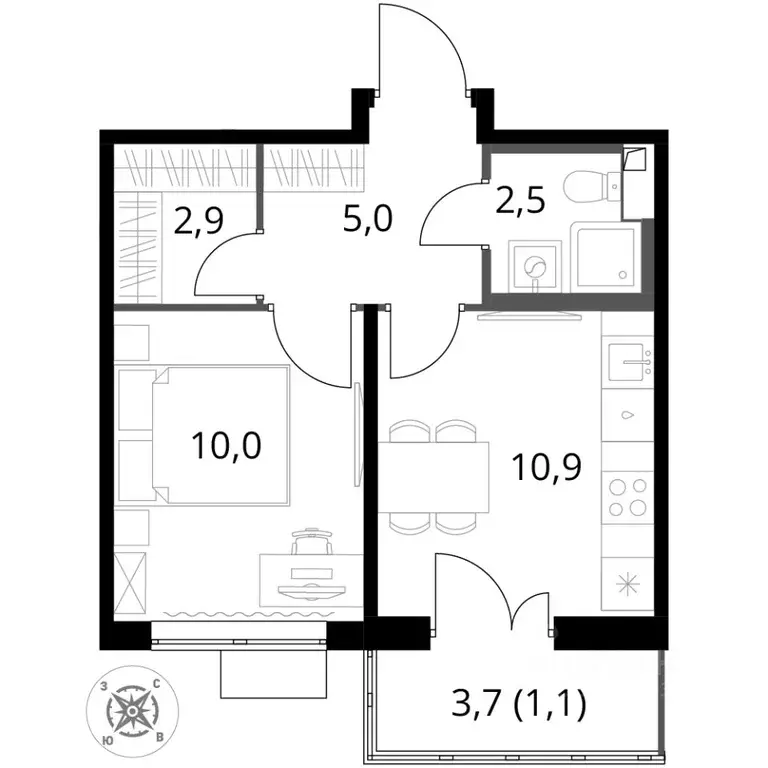 1-к кв. Московская область, Химки Подрезково мкр, 1-й Шереметьевский ... - Фото 2