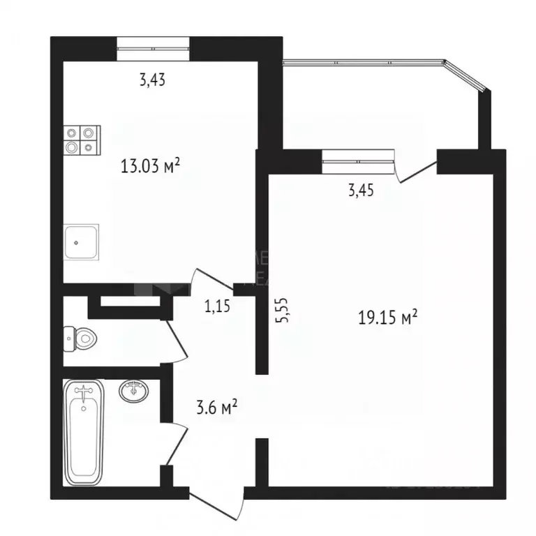 1-к кв. Тюменская область, Тюмень Широтная ул., 190к4 (41.7 м) - Фото 2