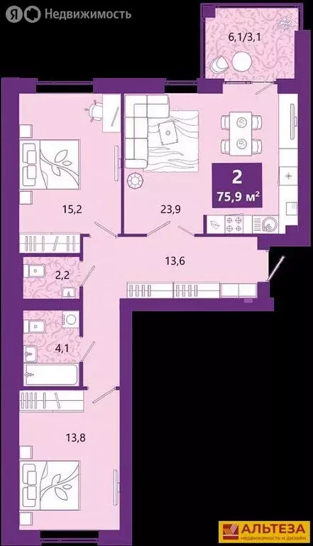 2-комнатная квартира: Калининград, Ключевая улица, 27В (76.7 м) - Фото 0