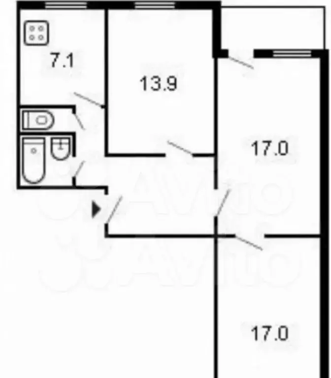 3-к. квартира, 59,1 м, 6/9 эт. - Фото 0