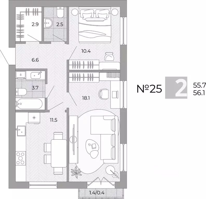 2-к кв. Калининградская область, Гурьевский муниципальный округ, пос. ... - Фото 1