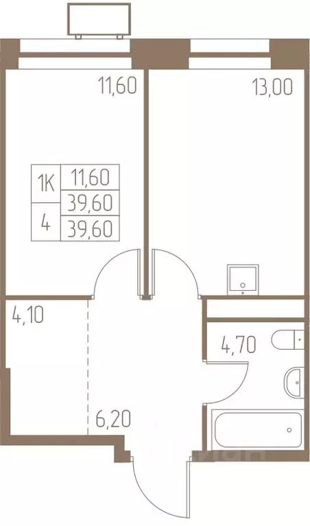 1-к кв. Московская область, Пушкино Фабрикант жилой комплекс, 1 (39.6 ... - Фото 1