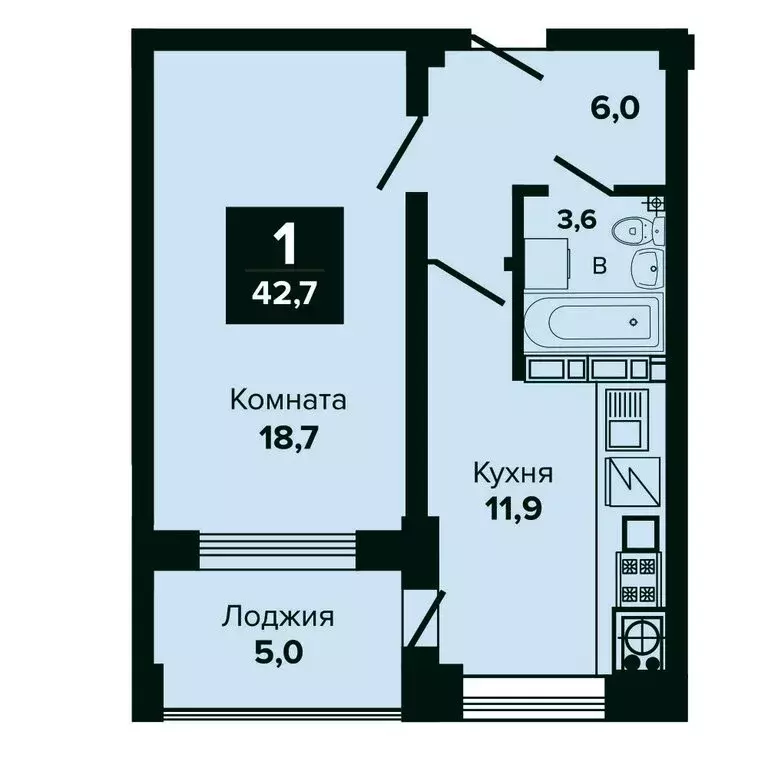 1-комнатная квартира: Ессентуки, Октябрьская улица, 8/6 (42.7 м) - Фото 0