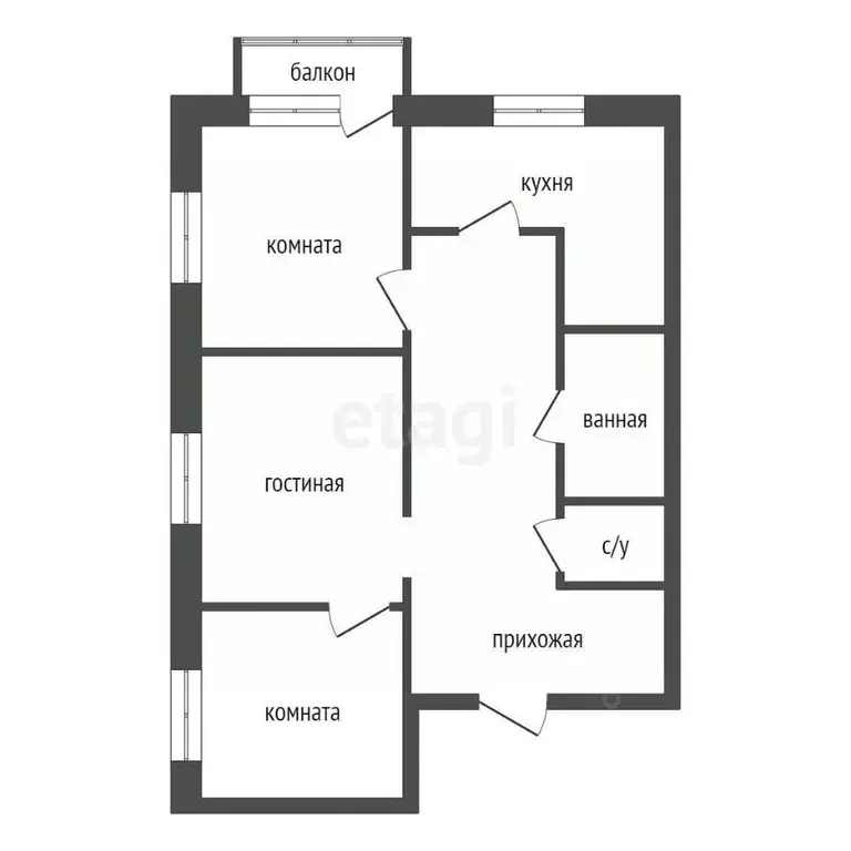 3-к кв. Красноярский край, Железногорск Школьная ул., 38 (68.5 м) - Фото 1