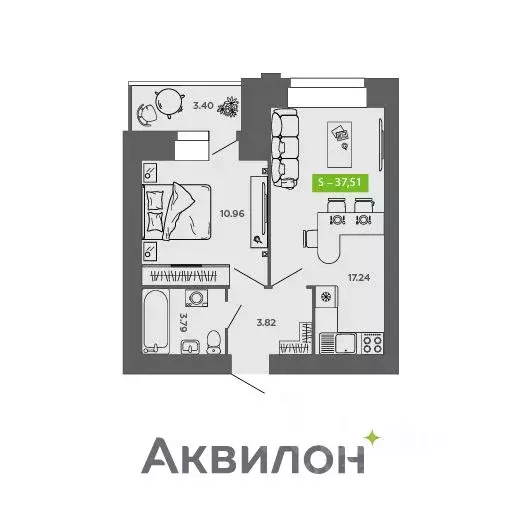 1-к кв. Архангельская область, Северодвинск  (37.51 м) - Фото 0