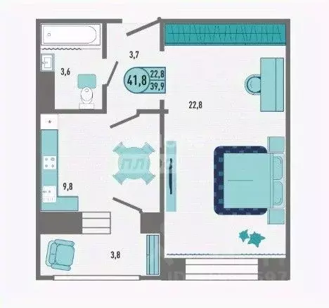 1-к кв. Липецкая область, Липецк Минская ул., 4Ак1 (41.8 м) - Фото 1