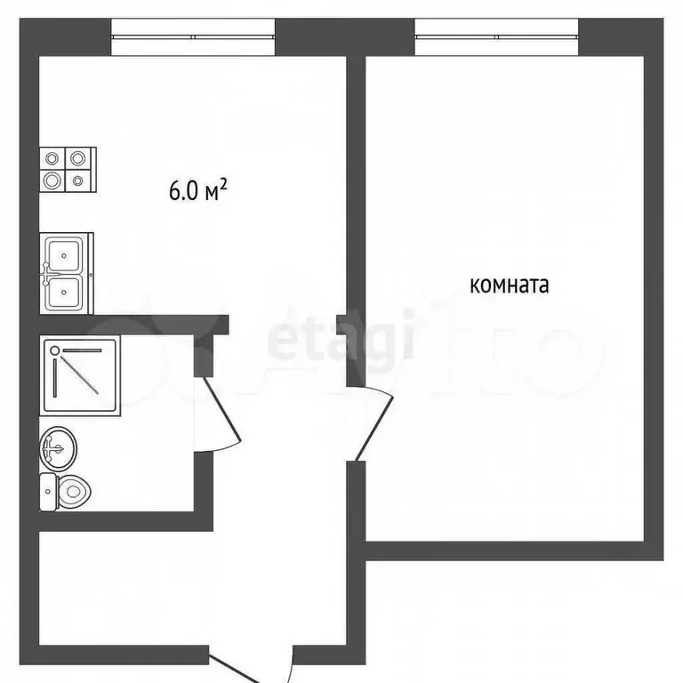 1-к. квартира, 31,8 м, 4/9 эт. - Фото 0