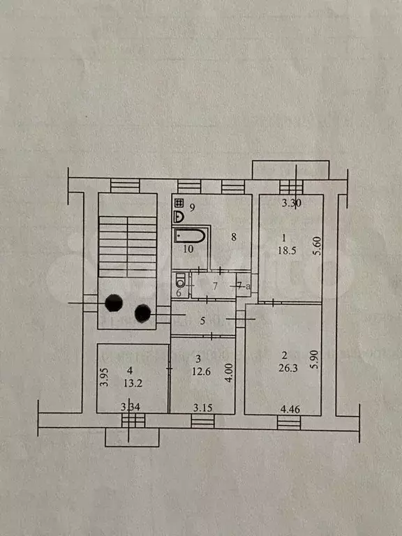 4-к. квартира, 98,1 м, 3/3 эт. - Фото 0