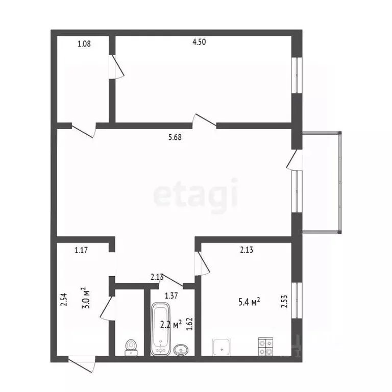 2-к кв. Тюменская область, Тюмень Тульская ул., 7 (43.0 м) - Фото 0