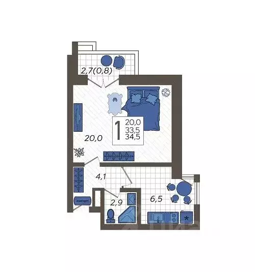 1-к кв. Краснодарский край, Сочи ул. Искры, 88к10 (39.26 м) - Фото 1
