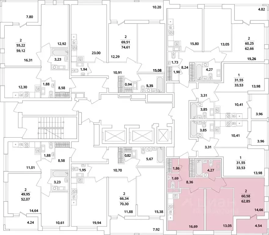 2-к кв. Санкт-Петербург Предпортовая тер.,  (62.85 м) - Фото 1