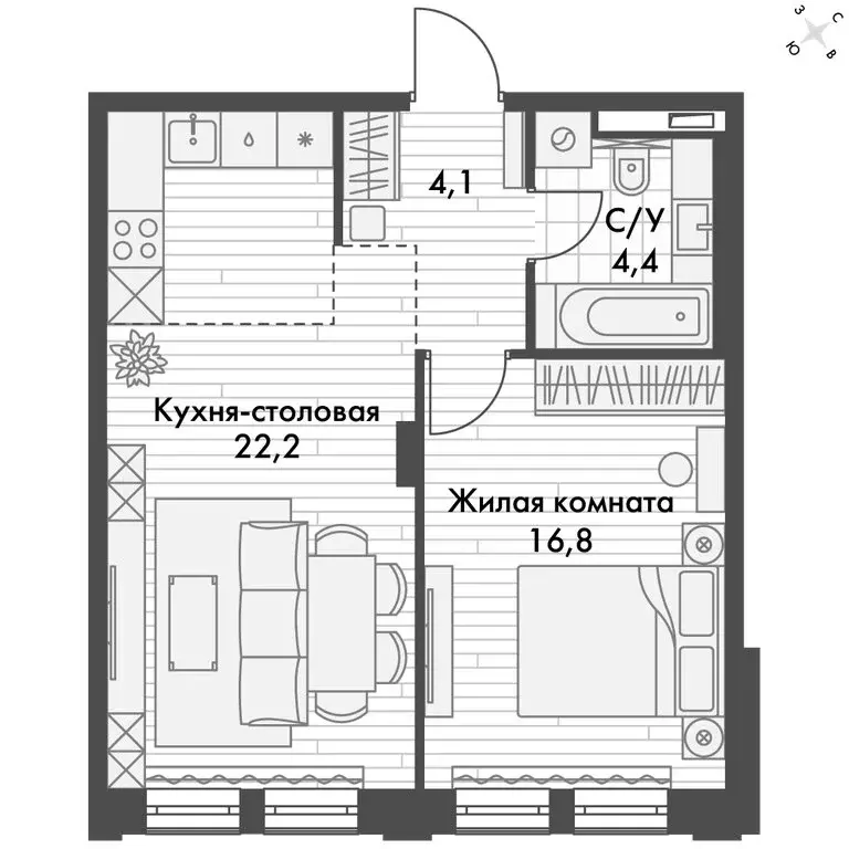 2-комнатная квартира: Владивосток, улица Крылова, 10/1 (47.5 м) - Фото 0