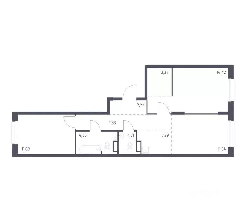 2-к кв. Ленинградская область, Мурино Всеволожский район, Новые ... - Фото 1