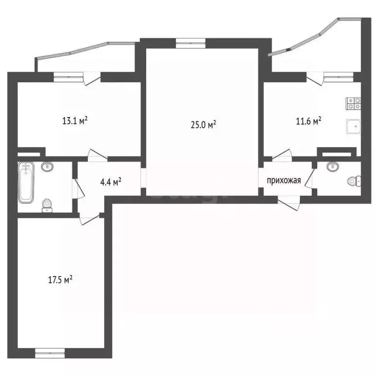3-к кв. Воронежская область, Воронеж ул. Миронова, 45А (86.0 м) - Фото 1