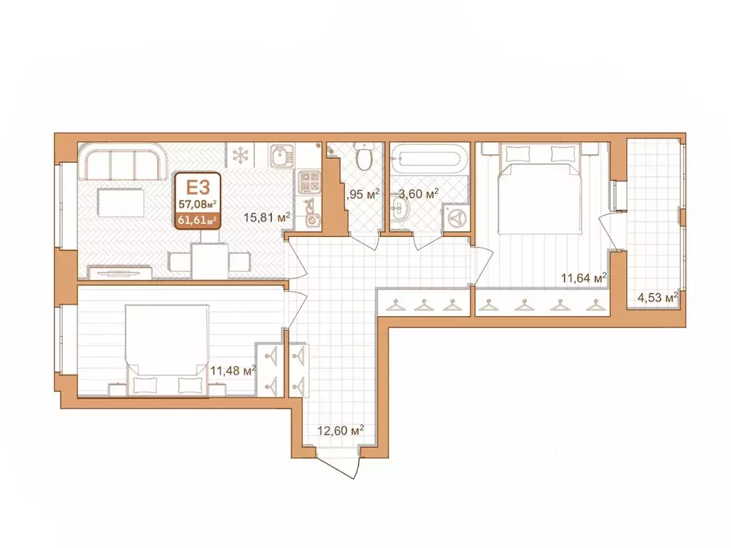 2-к кв. Тульская область, Тула проезд 2-й Клинской, 8 (57.4 м) - Фото 0