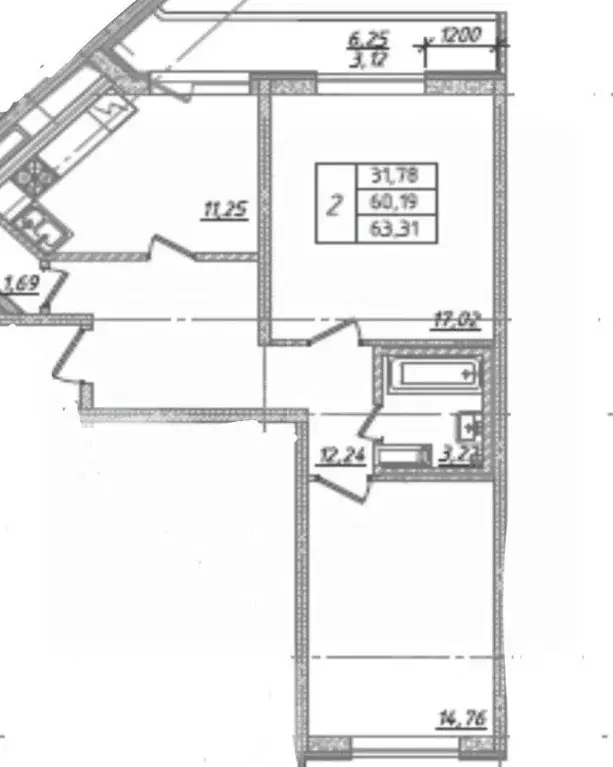 2-к кв. Санкт-Петербург Ленинский просп., 68 (60.79 м) - Фото 2