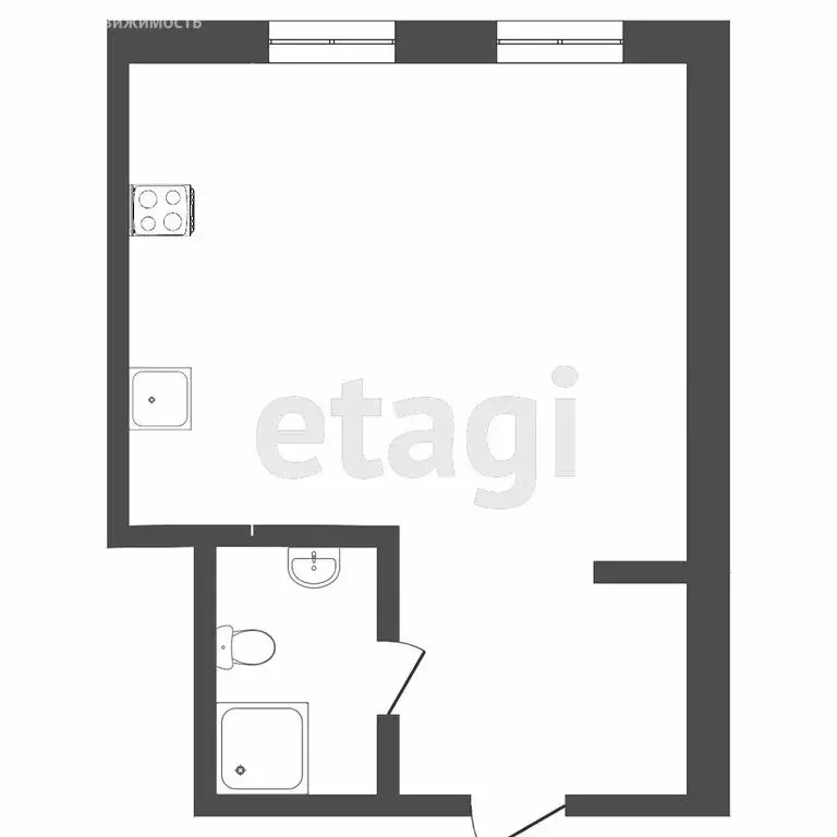 Квартира-студия: Тюмень, Новгородская улица, 3 (27.7 м) - Фото 1