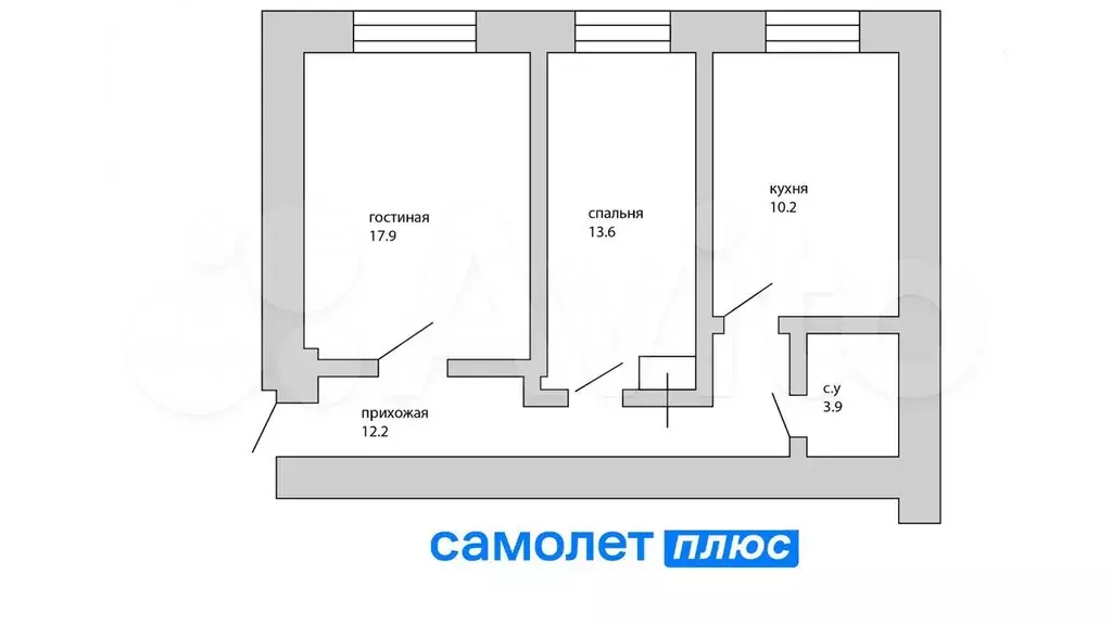 2-к. квартира, 58,3 м, 5/5 эт. - Фото 0