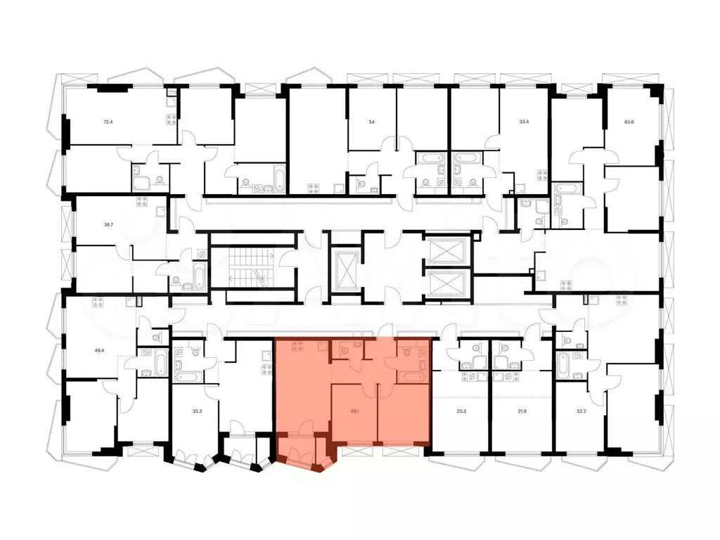 2-к. квартира, 49,1 м, 13/23 эт. - Фото 1