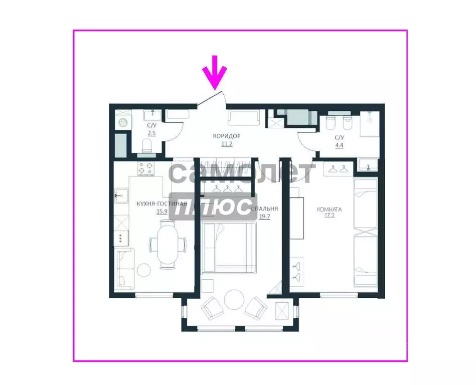 2-к кв. Санкт-Петербург Исполкомская ул., 17 (70.0 м) - Фото 2