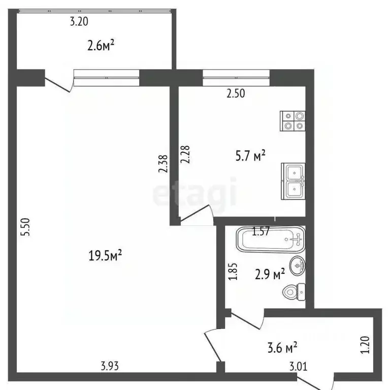 1-к кв. Башкортостан, Стерлитамак просп. Октября, 8 (31.7 м) - Фото 1