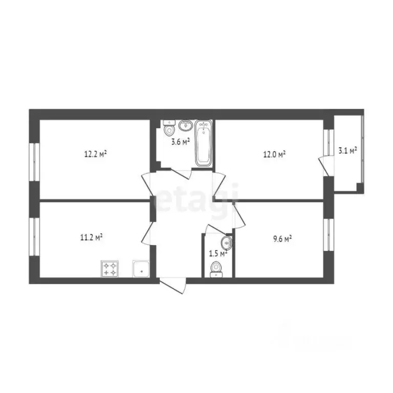 3-к кв. Тюменская область, Тюмень ул. Надира Сагдеева, 6 (60.91 м) - Фото 1