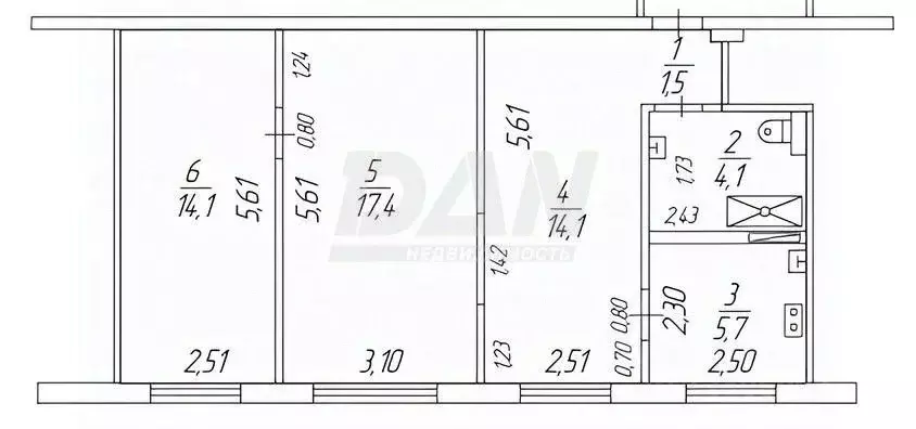 3-к кв. Челябинская область, Челябинск ул. Елькина, 92б (59.0 м) - Фото 1