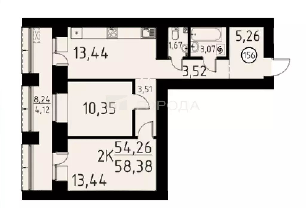 2-комнатная квартира: Кисловка, микрорайон Левобережный, улица Василия ... - Фото 1